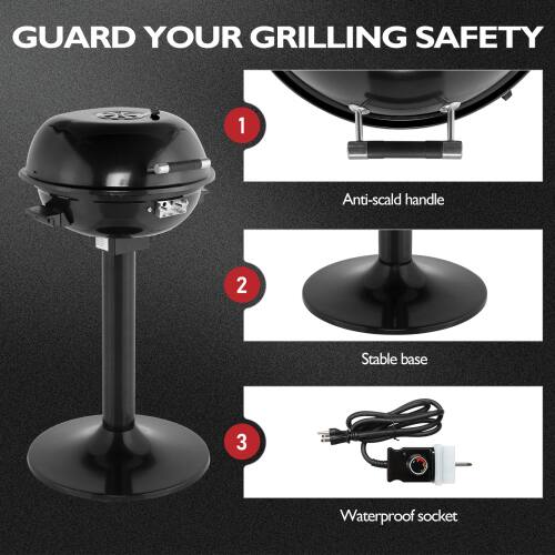 GUARD YOUR GRILLING SAFETY

1. Anti-scald handle
2. Stable base
3. Waterproof socket