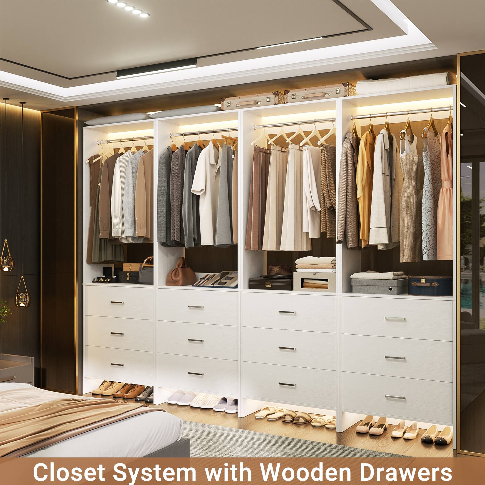 Closet System with Wooden Drawers