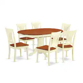 East West Furniture - 7 Pc set Dinette Table featuring Leaf and 6 Wood Dinette Chairs in Buttermilk and Cherry - Buttermilk & Cherry