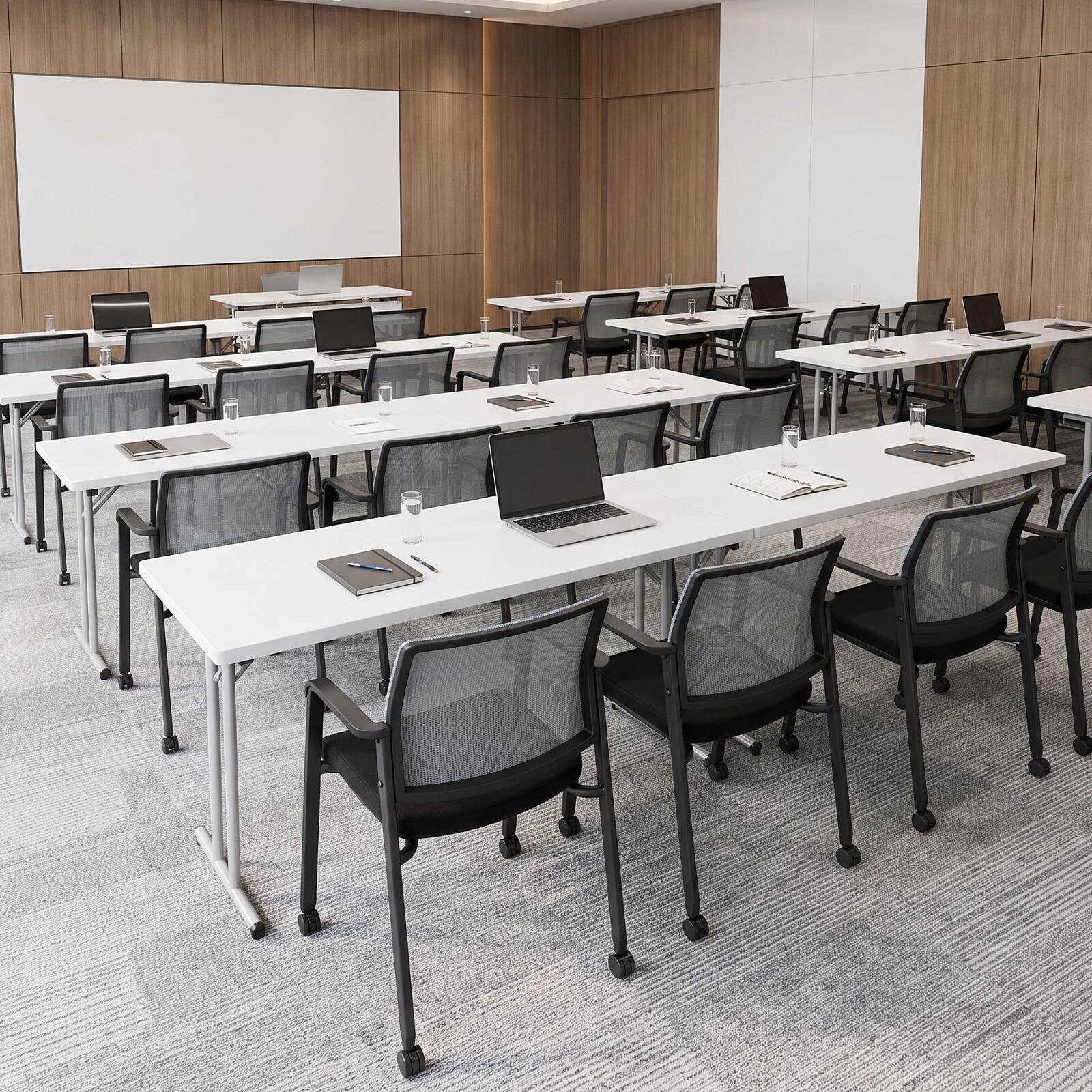 Alt View 4. Costway - Costway Set of 2 Stackable Conference Room Chairs with Wheels - Gray.