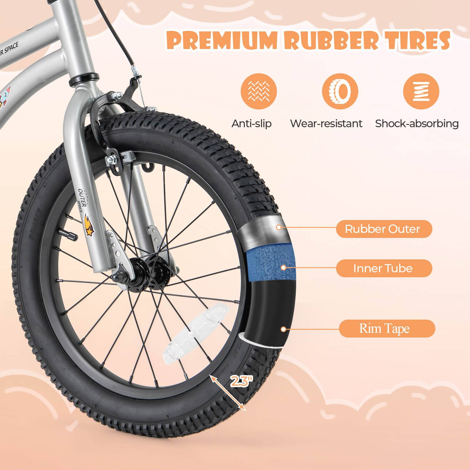 PREMIUM RUBBER TIRES

Anti-slip  
Wear-resistant  
Shock-absorbing

Rubber Outer  
Inner Tube  
Rim Tape

23"
