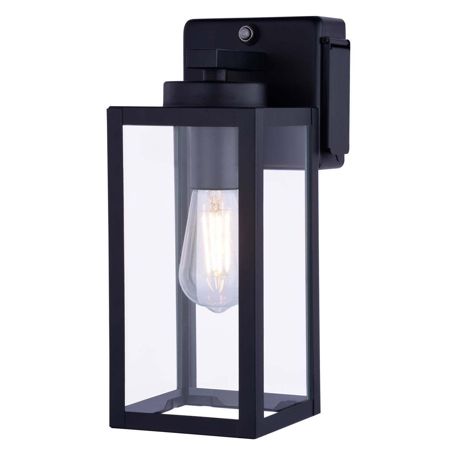 Front. Dual - Dualux Textured Black Black Dusk to Dawn LED Porch Light.