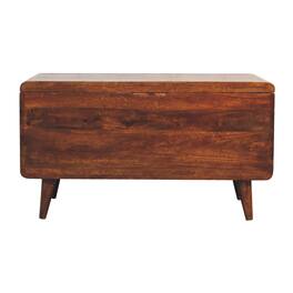 Artisan Furniture - Solid Wood Curved Chestnut Blanket Box - Dark Brown