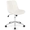 Front. Costway - Costway Upholstered Armless Office Chair with Adjustable Height & Wheels for Small Spaces White - White.
