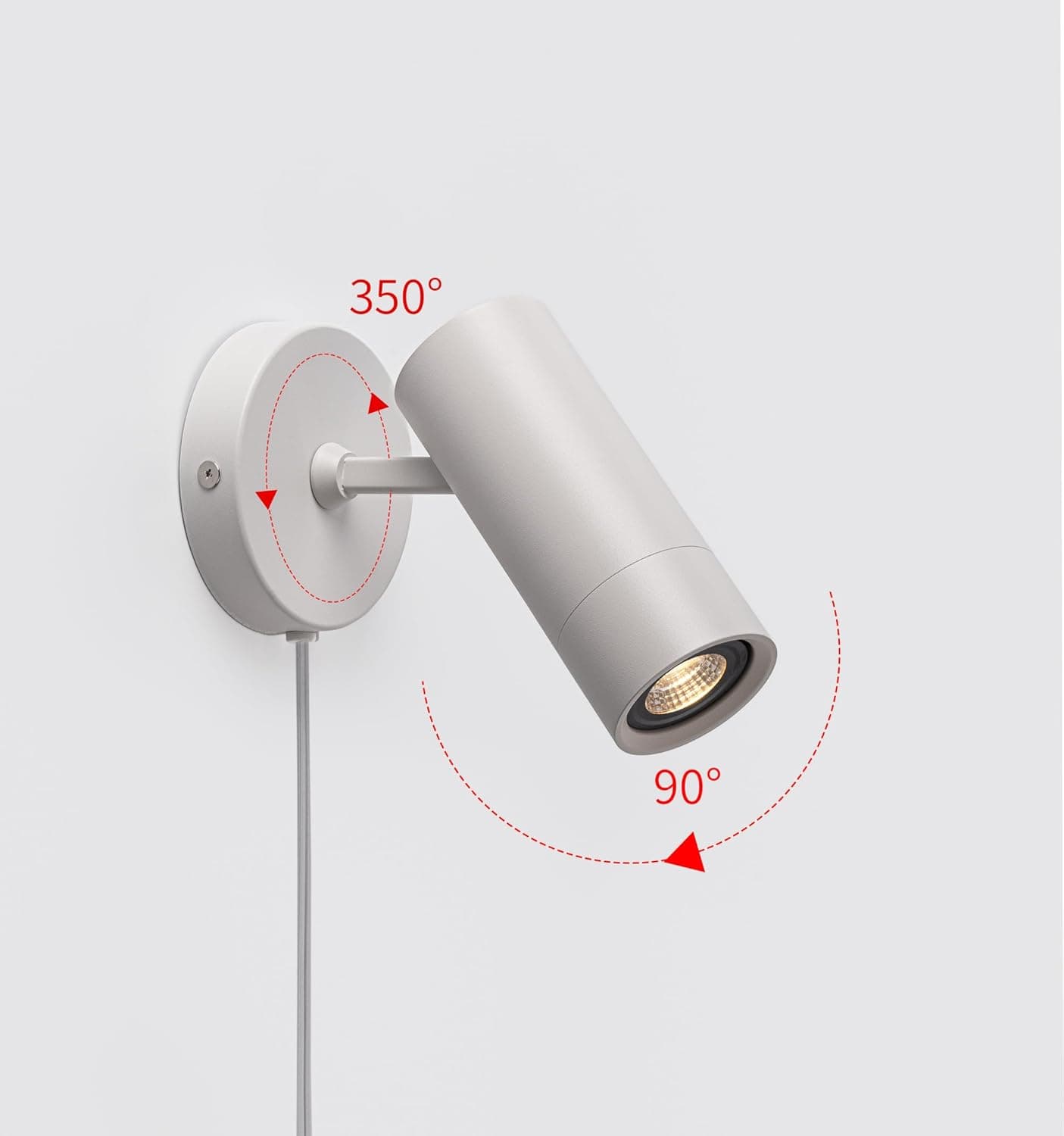 Alt View 1. FINEAK - 7W Plug-in Adjustable GU10 Spotlight with On/Off Switch (White).