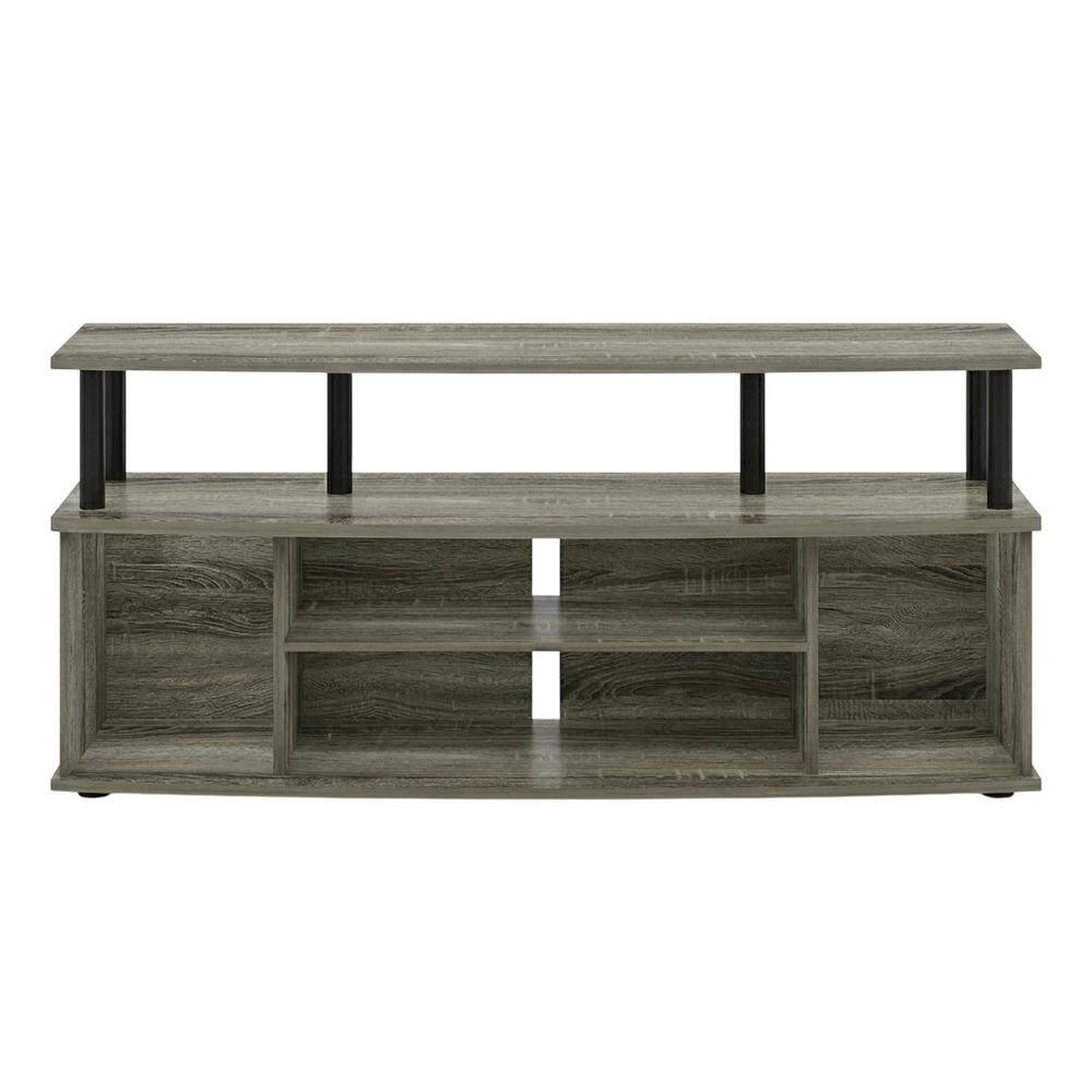 Back. FurniFact - Stylish French Oak and Black Large Entertainment Center for up to 55-inch TV - French Oak Grey/Black.