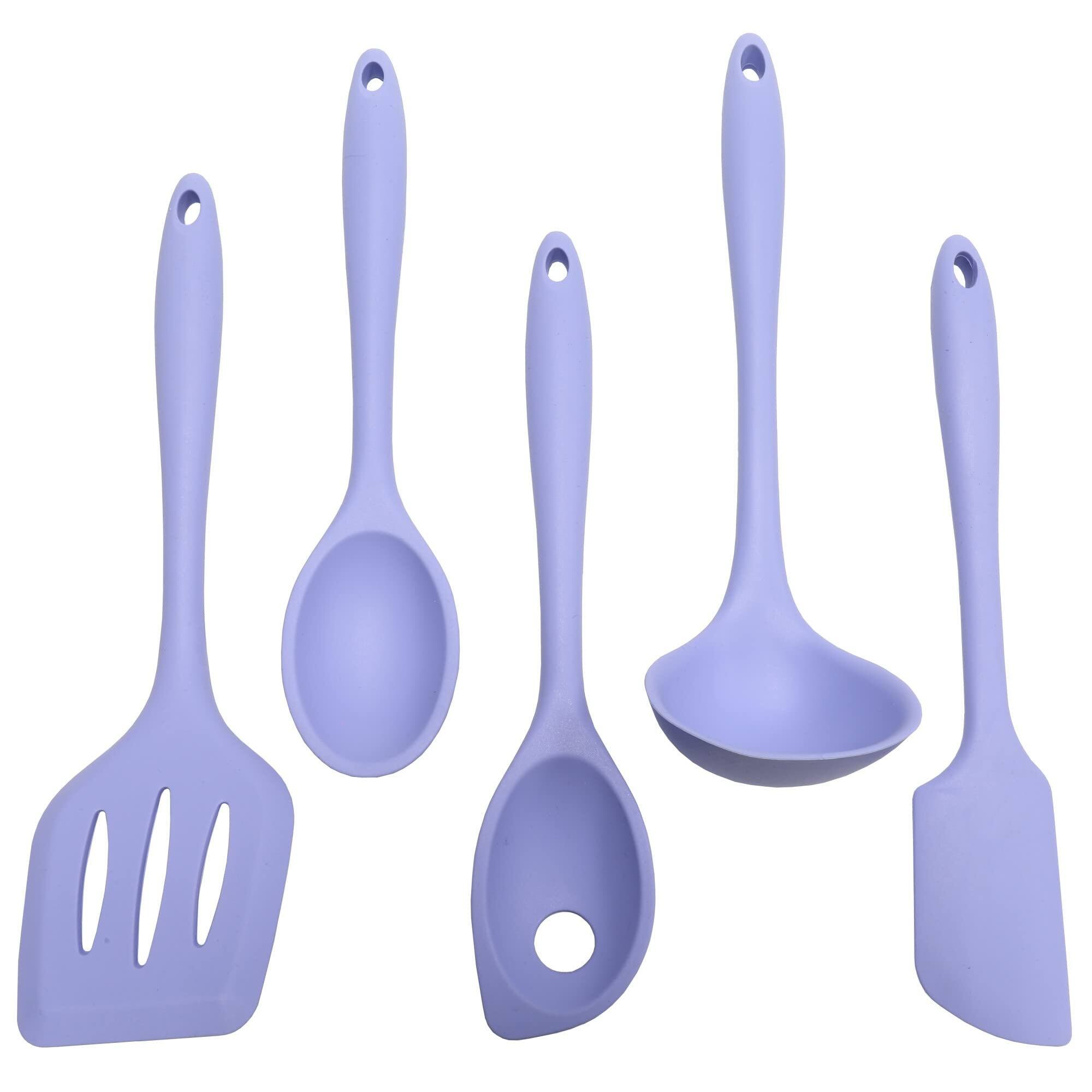 Front. Chef Craft - 5 Piece Premium Silicone Kitchen Tool and Utensil Set - Pastel Blue - Periwinkle.