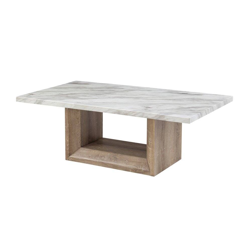 Angle. Global Furniture USA - Contemporary Coffee Table, Natural,White - Brown.