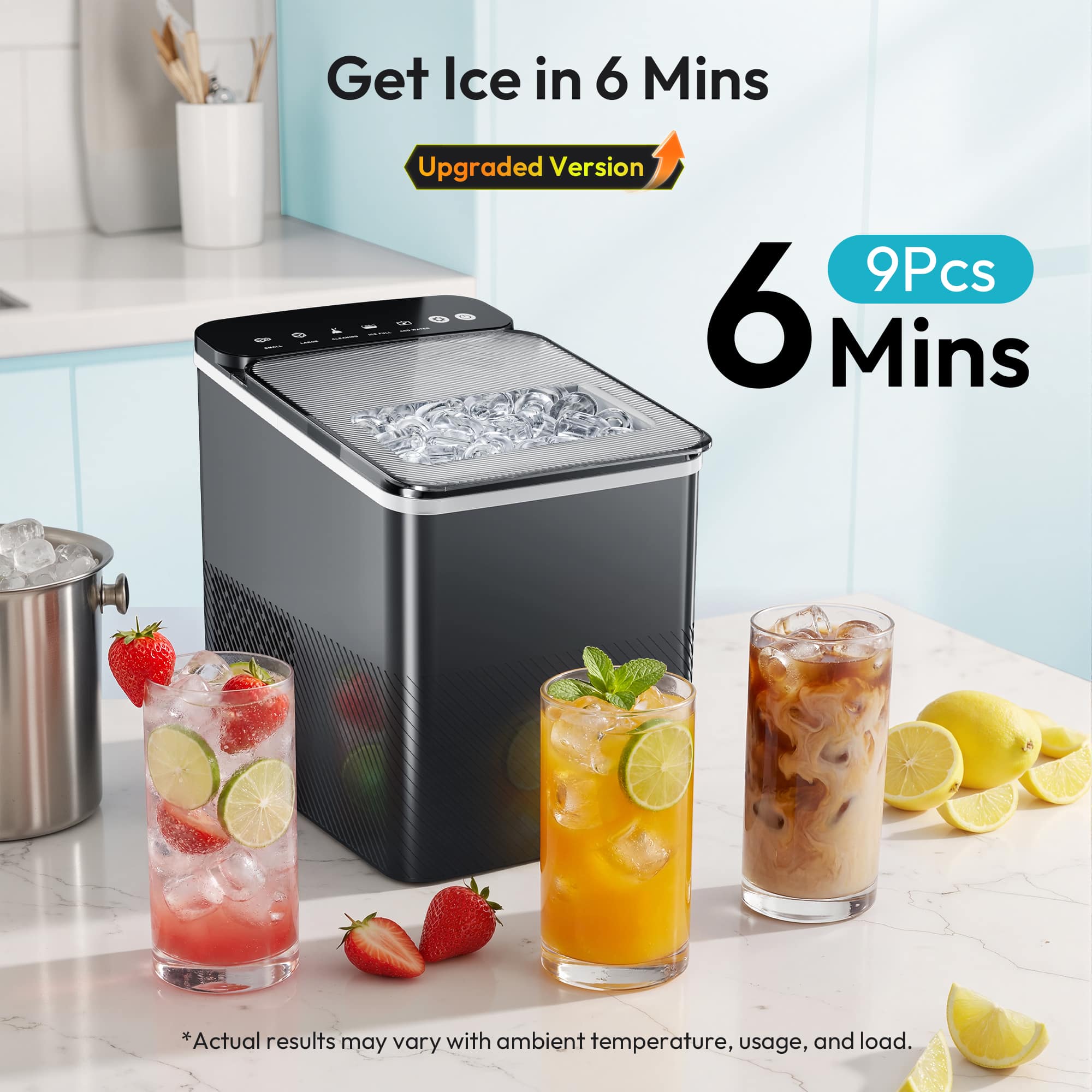 Euhomy Ice Maker Countertop, Portable Bullet Ice Machine with Self