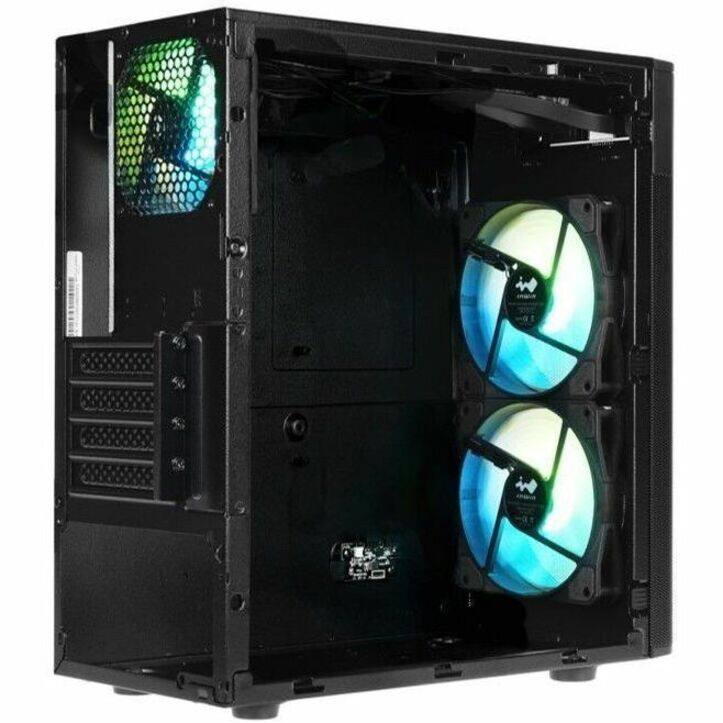Alt View 5. In Win - In Win CT Series 17.1L Small Form Factor Micro-ATX Mini Tower Chassis - Small Tower - Black - Tempered Glass, Mesh - 1 x - Black.