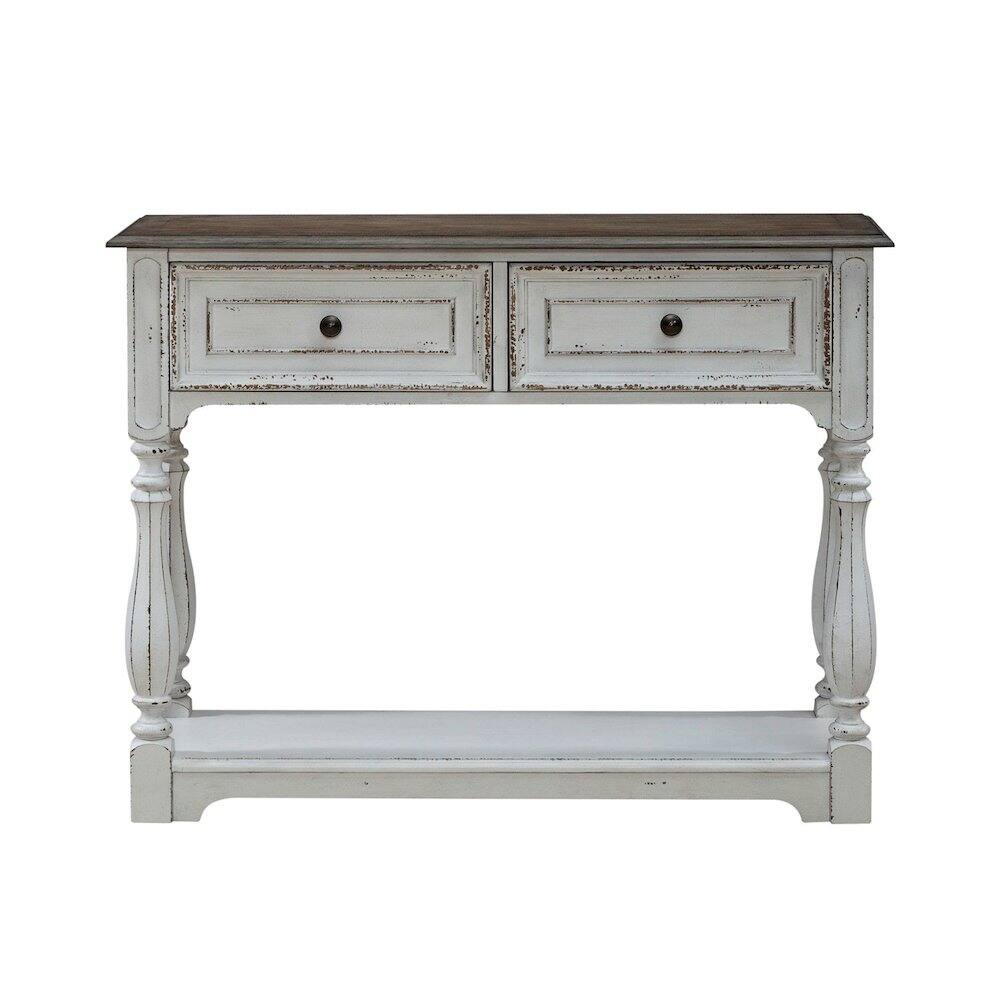 Alt View 1. Liberty Furniture Industries - Manor 42 Inch Hall Console Table Storage - Antique White & Weathered Bark - Antique White & Weathered Bark.