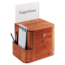 Safco - Bamboo Suggestion Boxes, 10 X 8 X 14, Cherry
