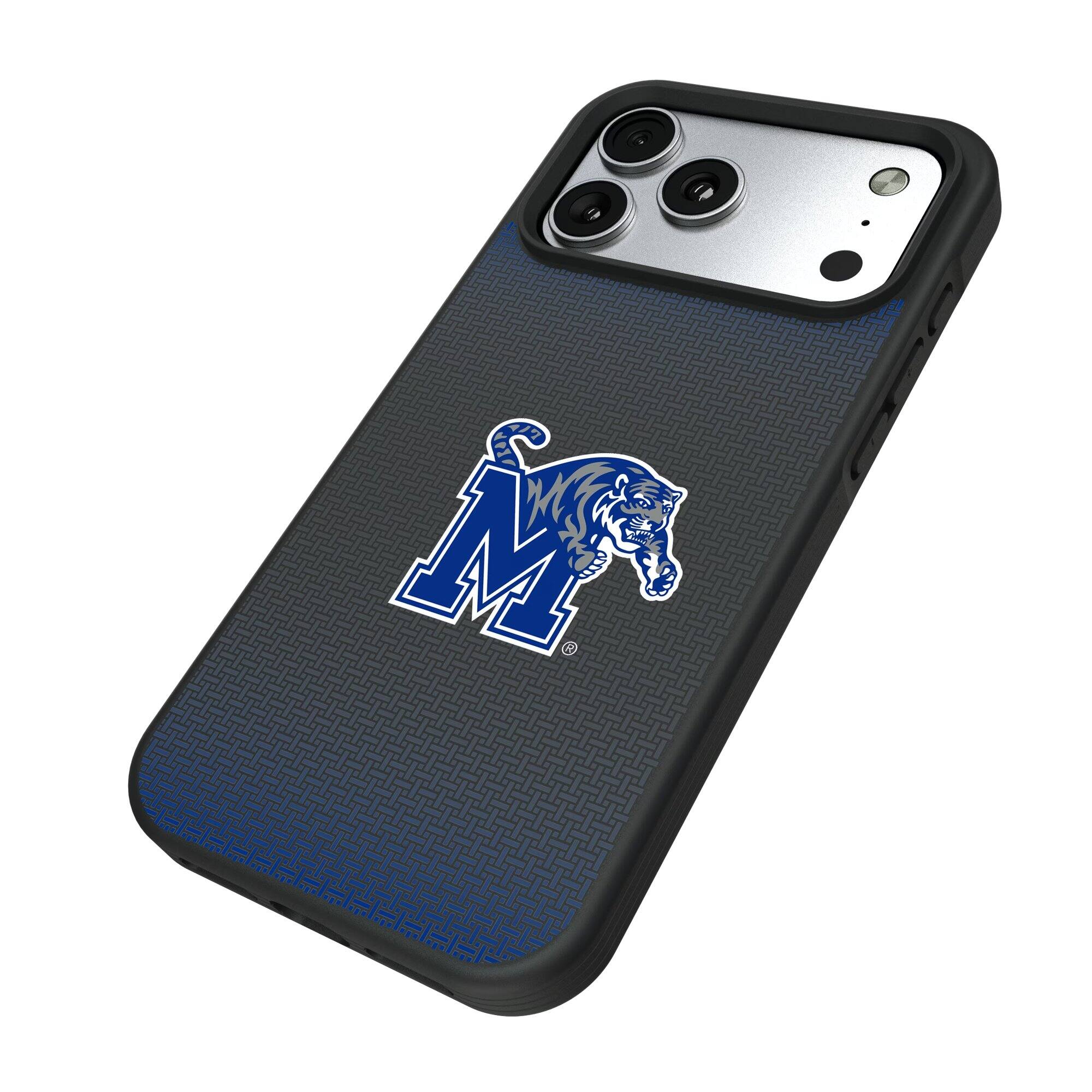 Alt View 1. Keyscaper - Memphis Tigers Linen Logo iPhone Bump Case - 15 - Black.