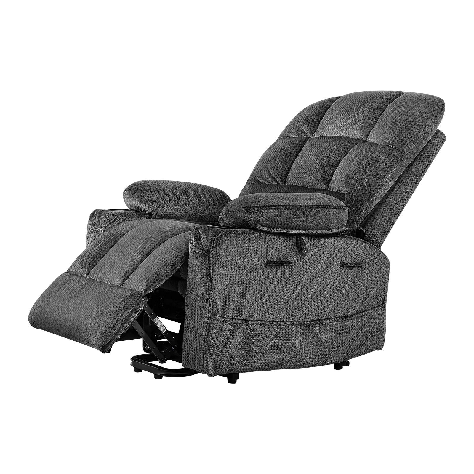 Alt View 5. VEVOR - Power Lift Recliner Chair, Dual Motor, Large Electric Lift Chair with Heat and Massage for Elderly - Dark Gray.