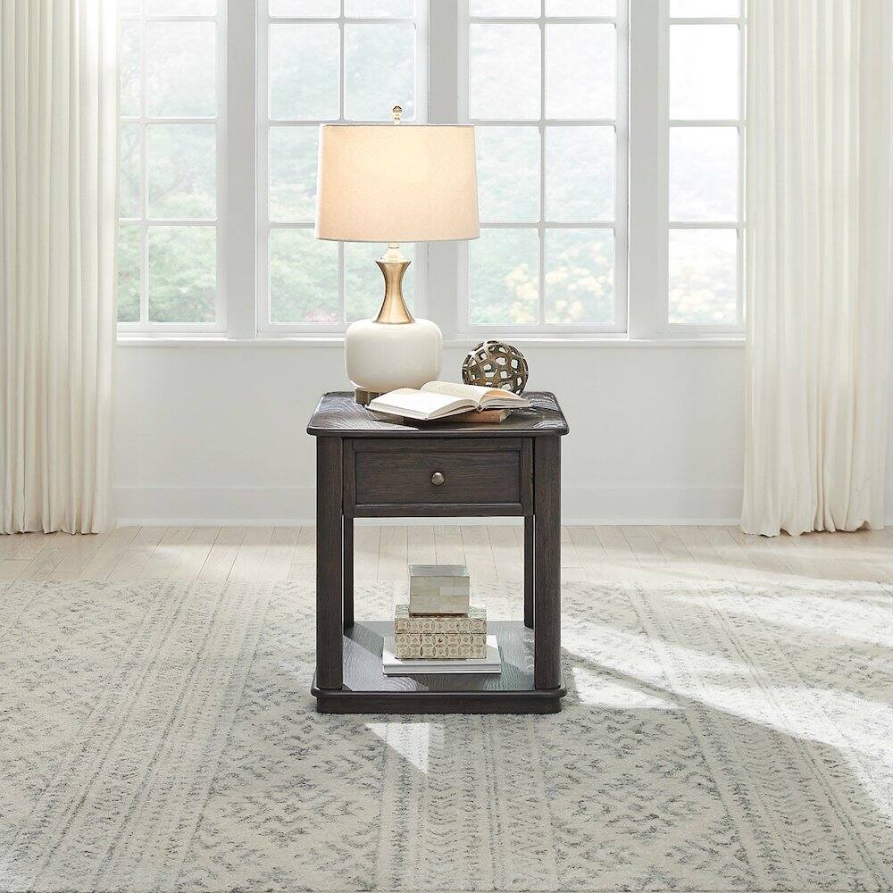 Alt View 4. Liberty Furniture Industries - Wallace End Table for Living Room - Aged Oak - Aged Oak.