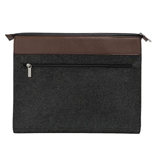 Alt View 2. Vangoddy - Laptop Sleeve Protective Wool Felt 14-15-inch Leatherette Trim Microfiber Lining Zippered Pockets - Brown.