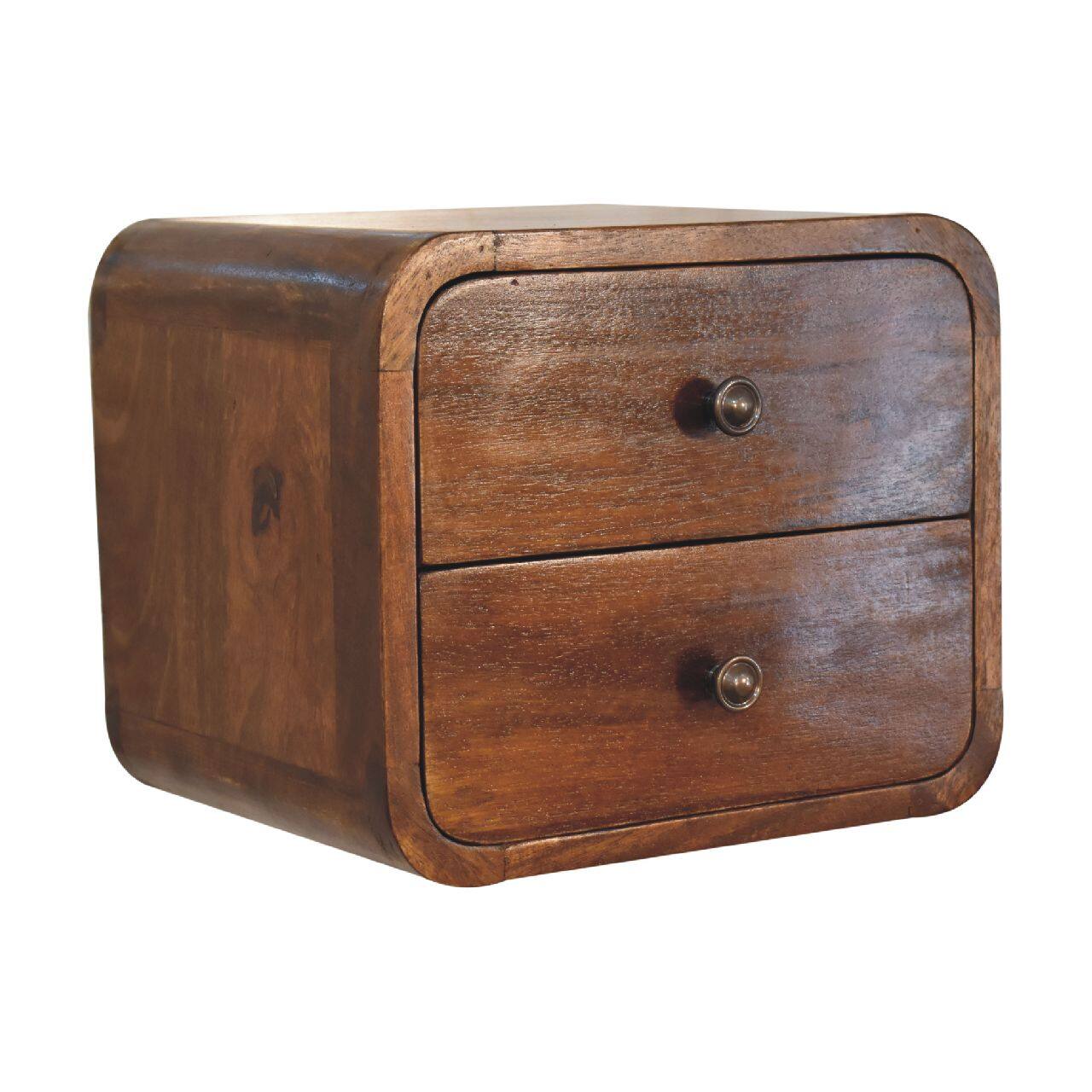 Back. Artisan Furniture - Artisan Furniture Solid Wood Floating Mini Chestnut Nightstand, 2 Drawers, Dark Brown - Chestnut.