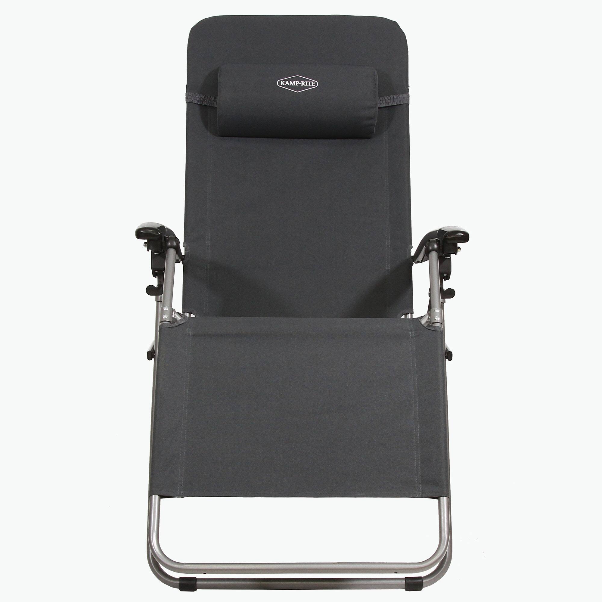 Alt View 10. Kamp-Rite - Kamp-Rite Outdoor Folding Reclining Zero Gravity Chair w/ Headrest Pillow, Gray - Black.