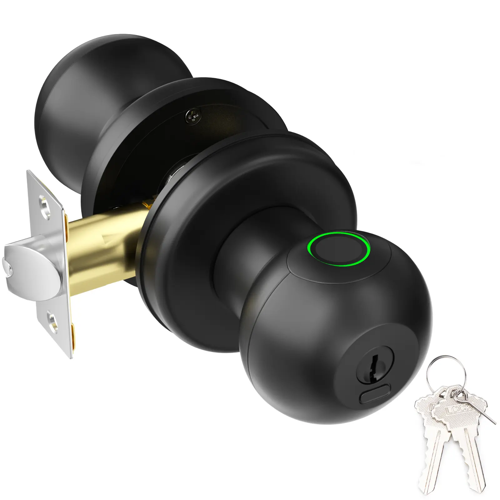 Fitnate - Rechargeable Fingerprint Smart Door Lock with Key - Black