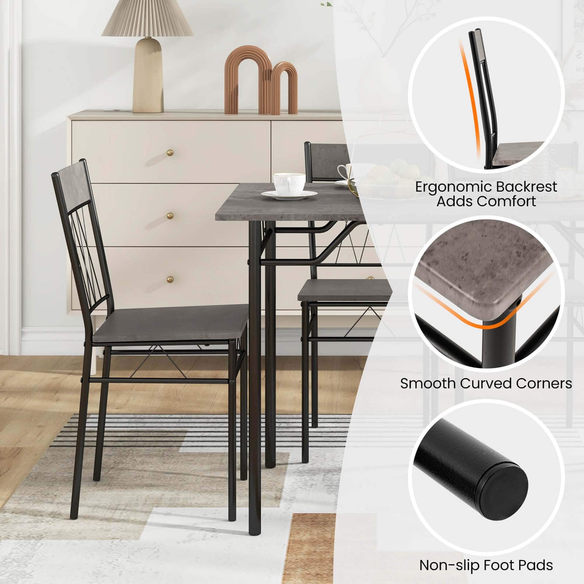 Ergonomic Backrest Adds Comfort, Smooth Curved Corners, Non-slip Foot Pads