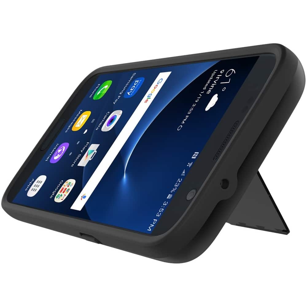 Front. Incipio - STOWAWAY Credit Card Case with Integrated Stand Back Cover for Samsung Galaxy S7 - Black.
