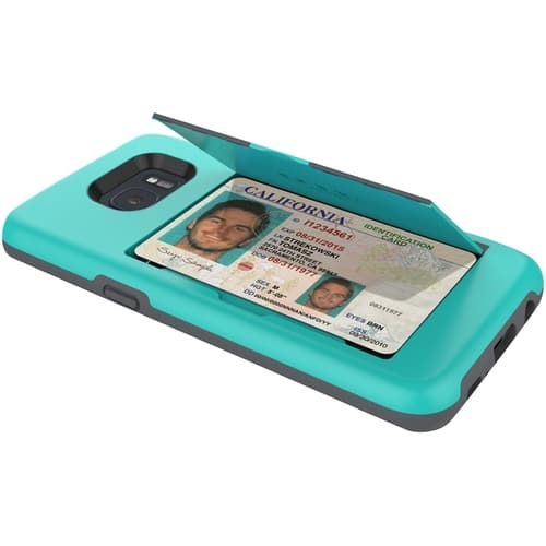 Incipio - STOWAWAY Credit Card Case with Integrated Stand for Samsung Galaxy S7 edge - Teal - Larger Front