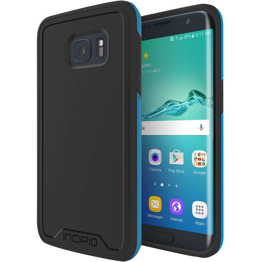 Best Buy Incipio PERFORMANCE Back Cover for Samsung Galaxy S7 edge Black, Cyan SA732BKCN