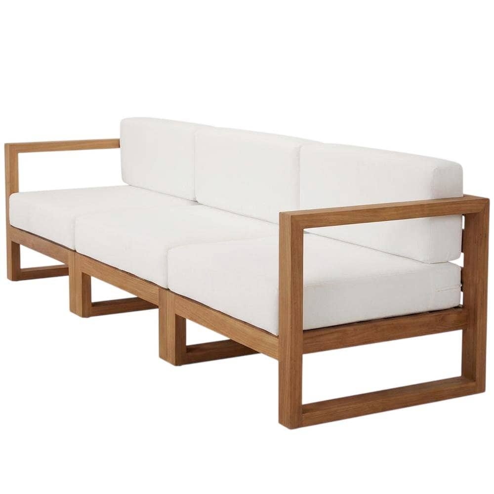 Outdoor Escape - Outdoor Patio Teak Wood Sectional Sofa Set in Finish for Garden and Porch - White