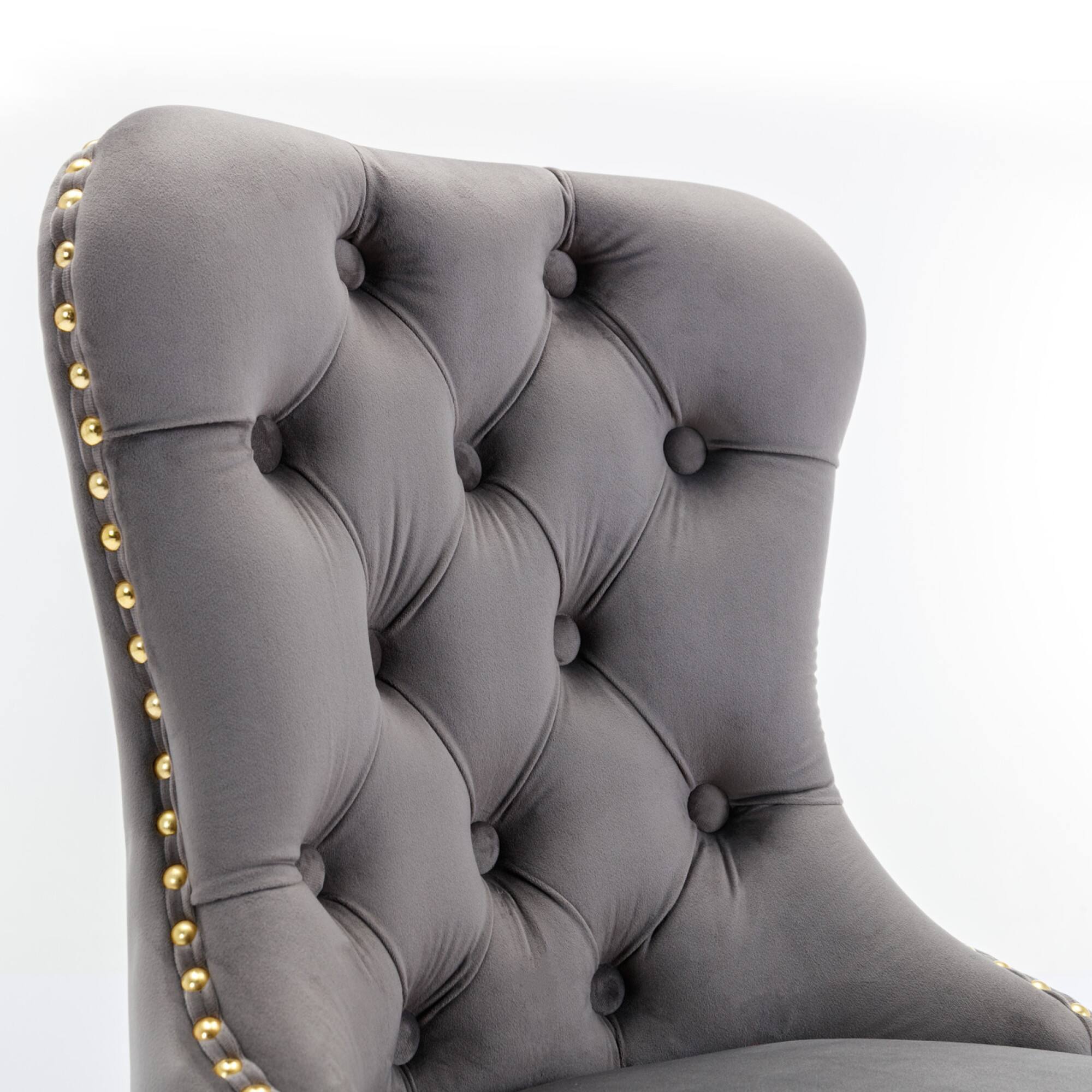 Alt View 5. GOODSILO - Luxury Swivel Velvet Barstools with Adjustable Height and Tufted Backrest for Home Kitchen and Pub - Gray.