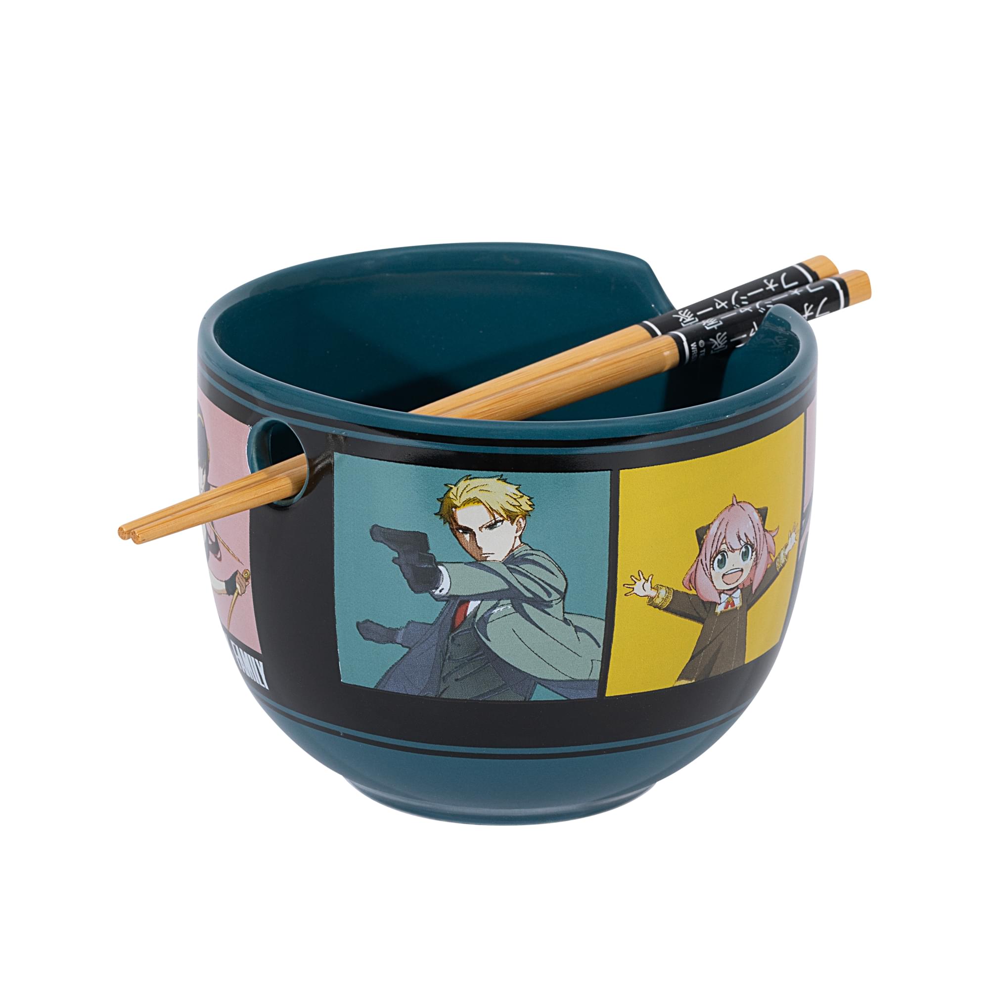 Alt View 1. Silver Buffalo - Spy x Family Character Grid 20-Ounce Ceramic Ramen Bowl and Chopstick Set - Multi-Colored.