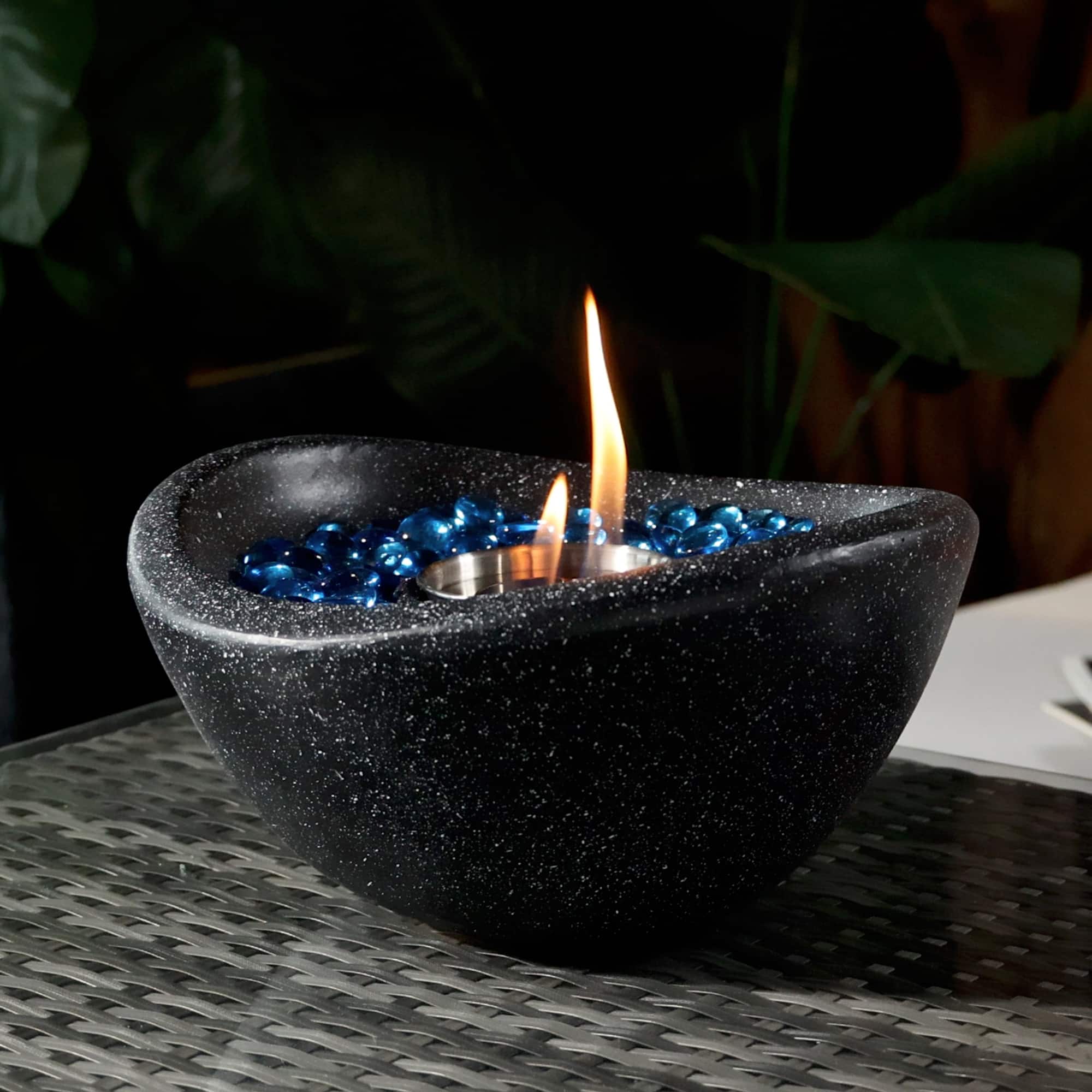 APRILSOUL - Tabletop Fire Pit Black Outdoor and Indoor Fire Pit Portable Concrete Fire Pit Smokeless Fire Bowl