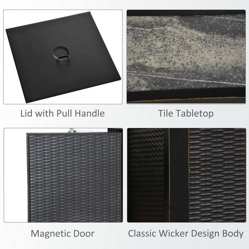 Lid with Pull Handle  
Tile Tabletop  
Magnetic Door  
Classic Wicker Design Body