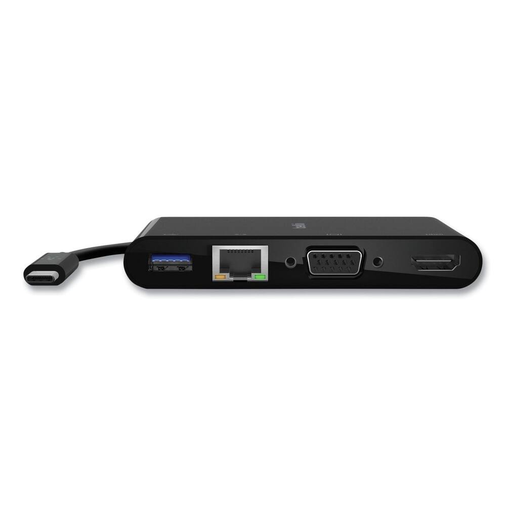 Angle. Belkin - Belkin AVC005BK-BL HDMI/Ethernet/USB-A/USB-C/VGA 4.33 in. USB-C Multimedia Adapter - Black - Black.