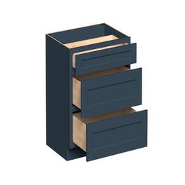 Boyel Living - 33-in W x 34.5-in H x 24-in D Shaker RTA Kitchen 3-Drawer Base Cabinet with Soft-Close Drawers - Charcoal Blue