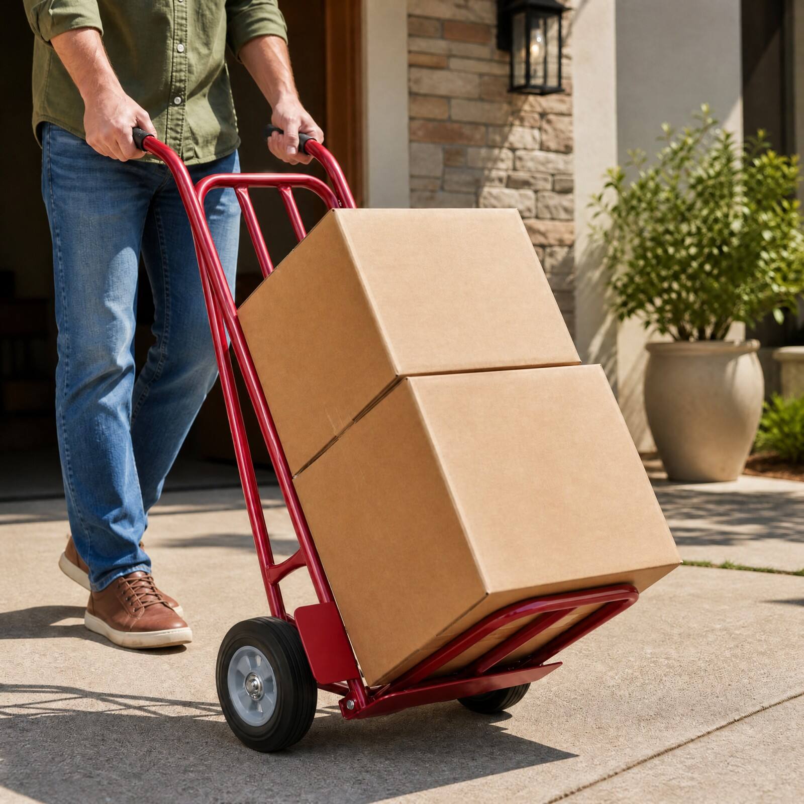 Alt View 3. Costway - Costway Folding Hand Truck Dolly 660 lbs Metal Moving Cart with Dual Nose Plates 8 Wheels - Red.