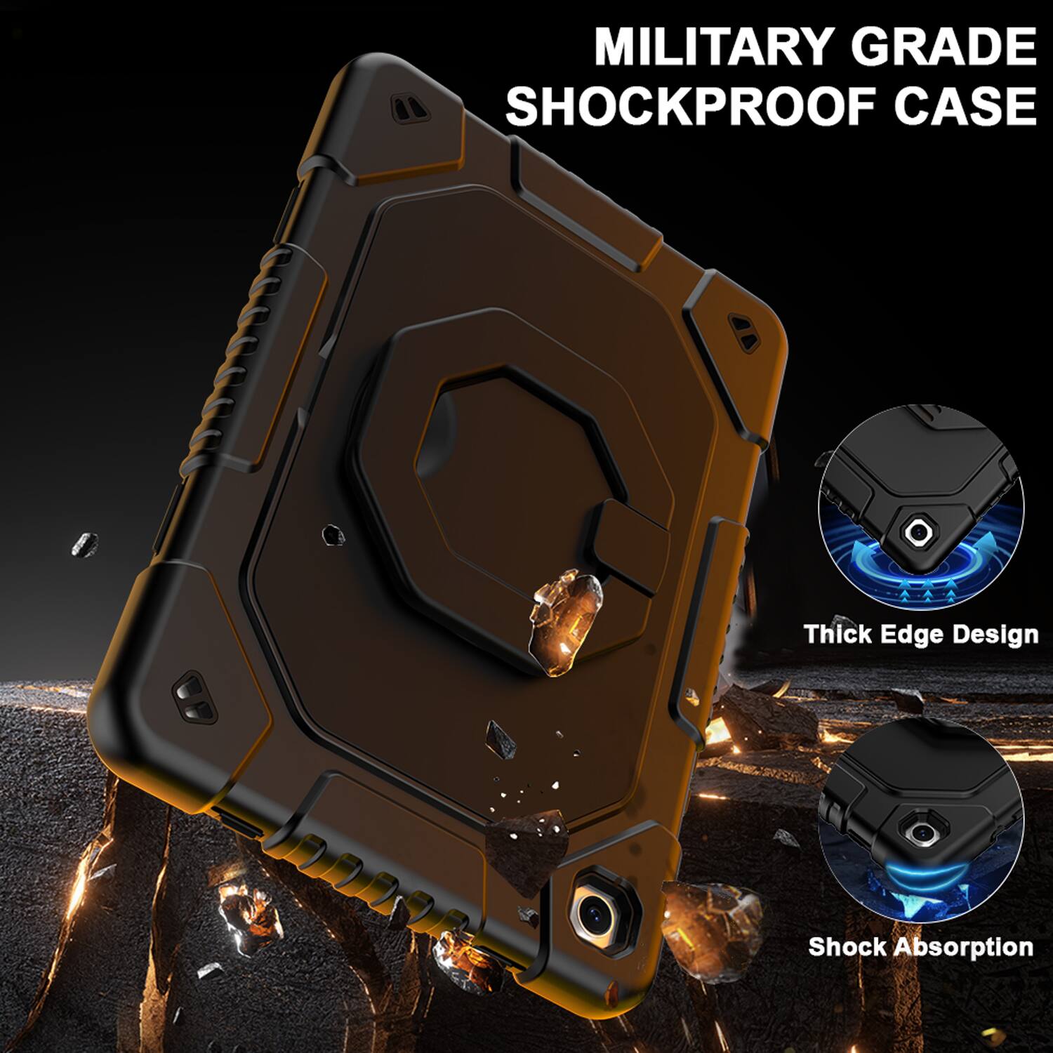 MILITARY GRADE SHOCKPROOF CASE

Thick Edge Design

Shock Absorption