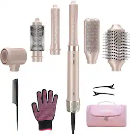 Mythsight - StyleVibe 6-in-1 Air Styler,Dual Voltage Hair Dryer & Blow Dryer Brush with Travel Case,Champagne - Gold
