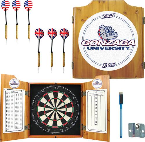 Front. Trademark Games - Gonzaga Solid Pine Dart Cabinet Set - Brown.