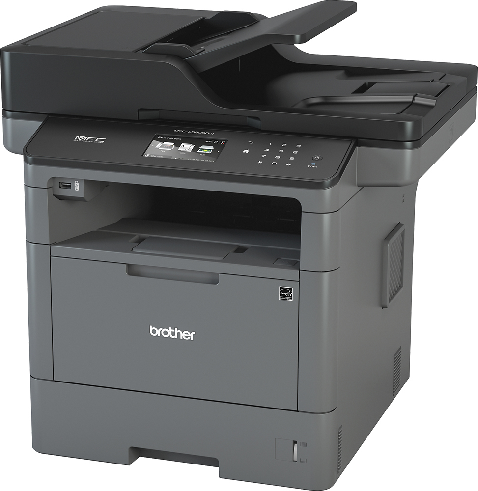 Left View: Brother - MFCL5800DW Wireless Black-and-White All-In-One Laser Printer - Grey/Black