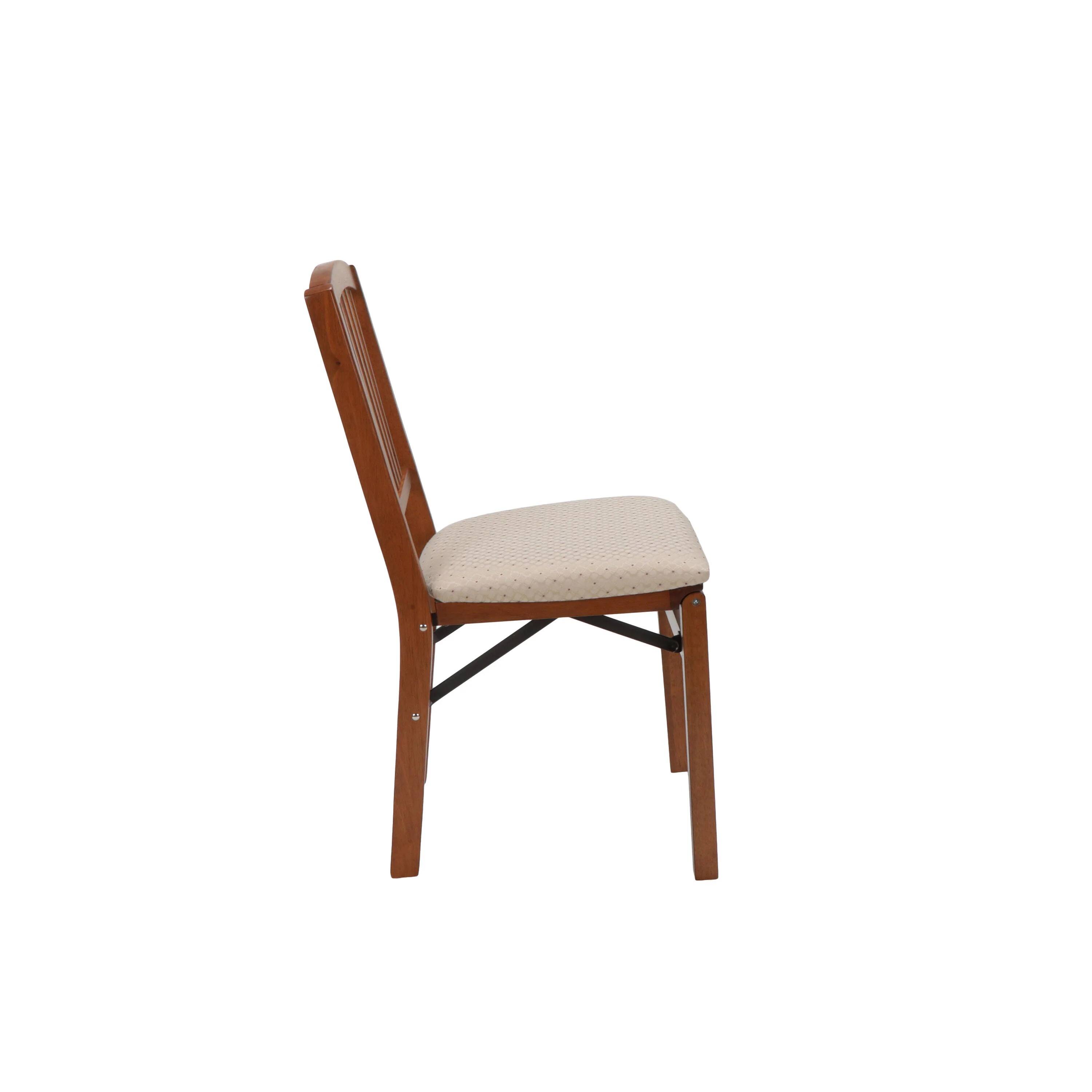 Alt View 3. Stakmore - Stakmore Mission Fusion Folding Chair, Cherry Frame with Blush Fabric (Set of 2) - Brown.