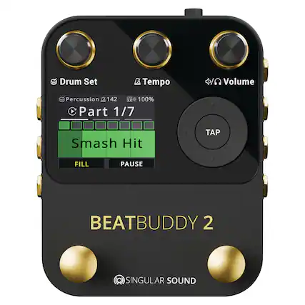 Drum Set
Percussion 142
100%
Tempo
Part 1/7
Smash Hit
FILL
PAUSE
BEATBUDDY 2
SINGULAR SOUND