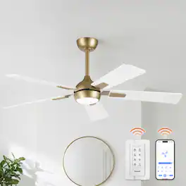Vaczon - 52" Modern Smart Ceiling Fan with LED Light and Remote, APP Control - Gold