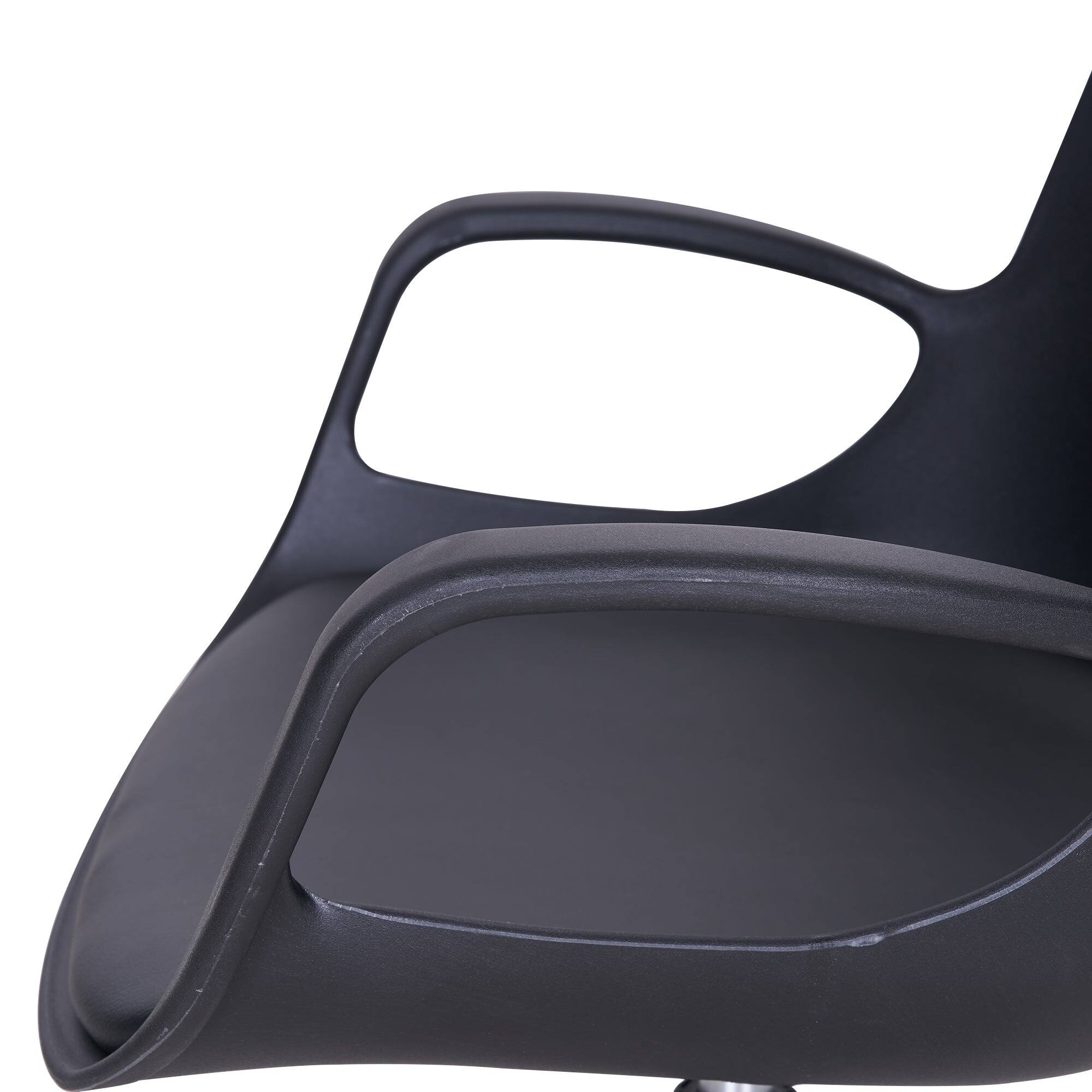 Alt View 3. Vecelo - PU Leather Office Chair with Adjustable Height - 360° Swivel Wheels, Ergonomic Desk Chair, Black Computer Chair - Black.