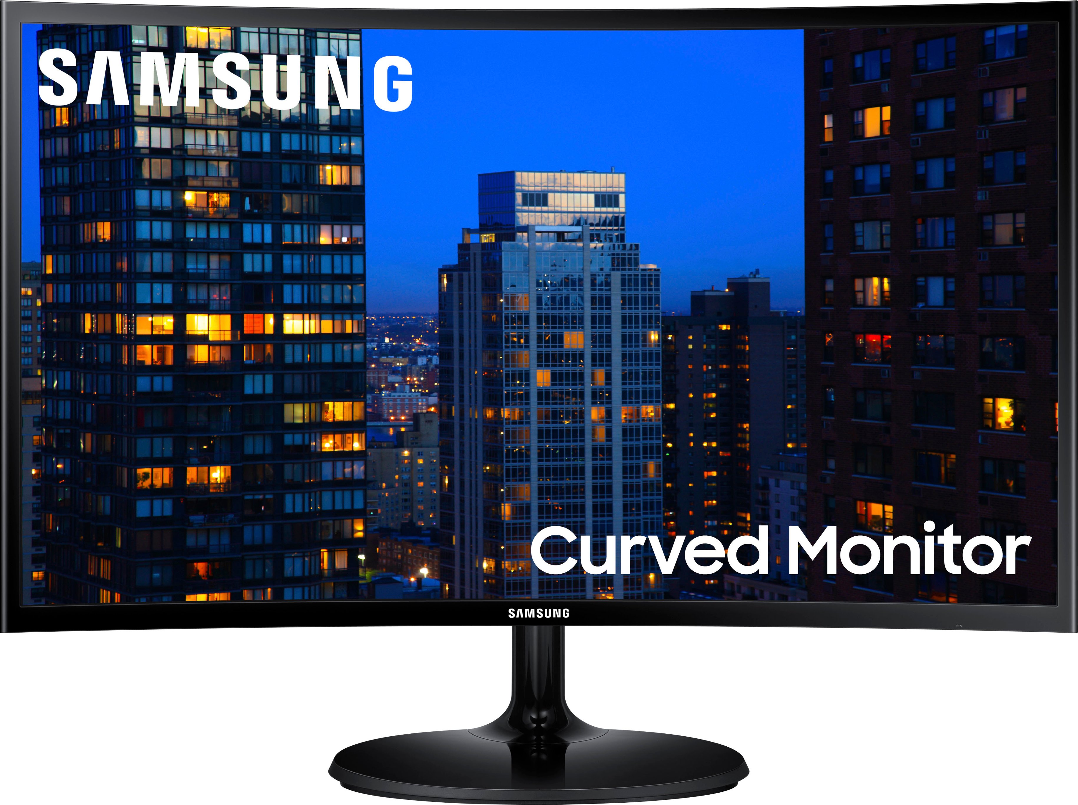 Samsung - 390 Series 24" LED Curved FHD FreeSync Monitor (DVI, HDMI, VGA) - High glossy black