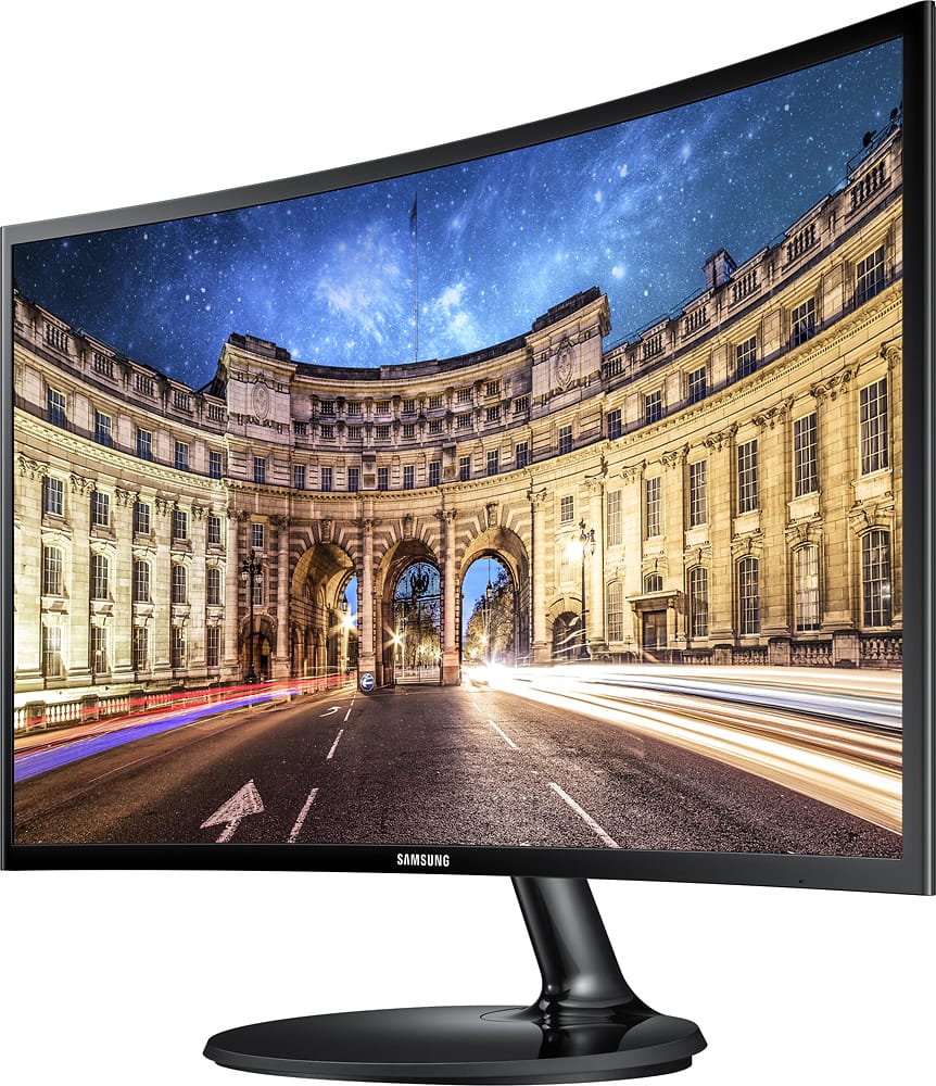 Left. Samsung - 390C Series 24" LED Curved FHD AMD FreeSync Monitor (HDMI, VGA) - Black.