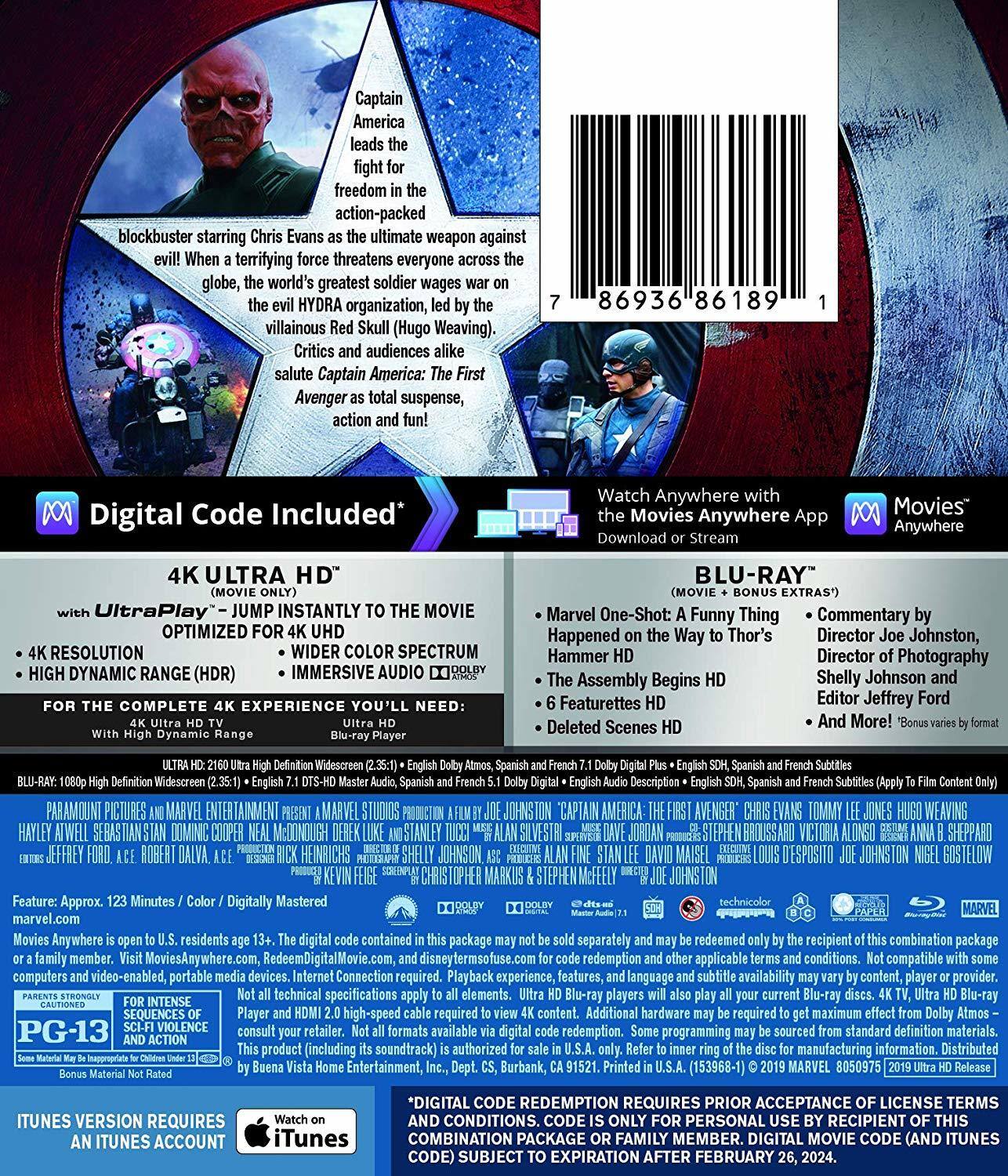 Alt View 1. Captain America: The First Avenger   - 4K Blu-Ray.