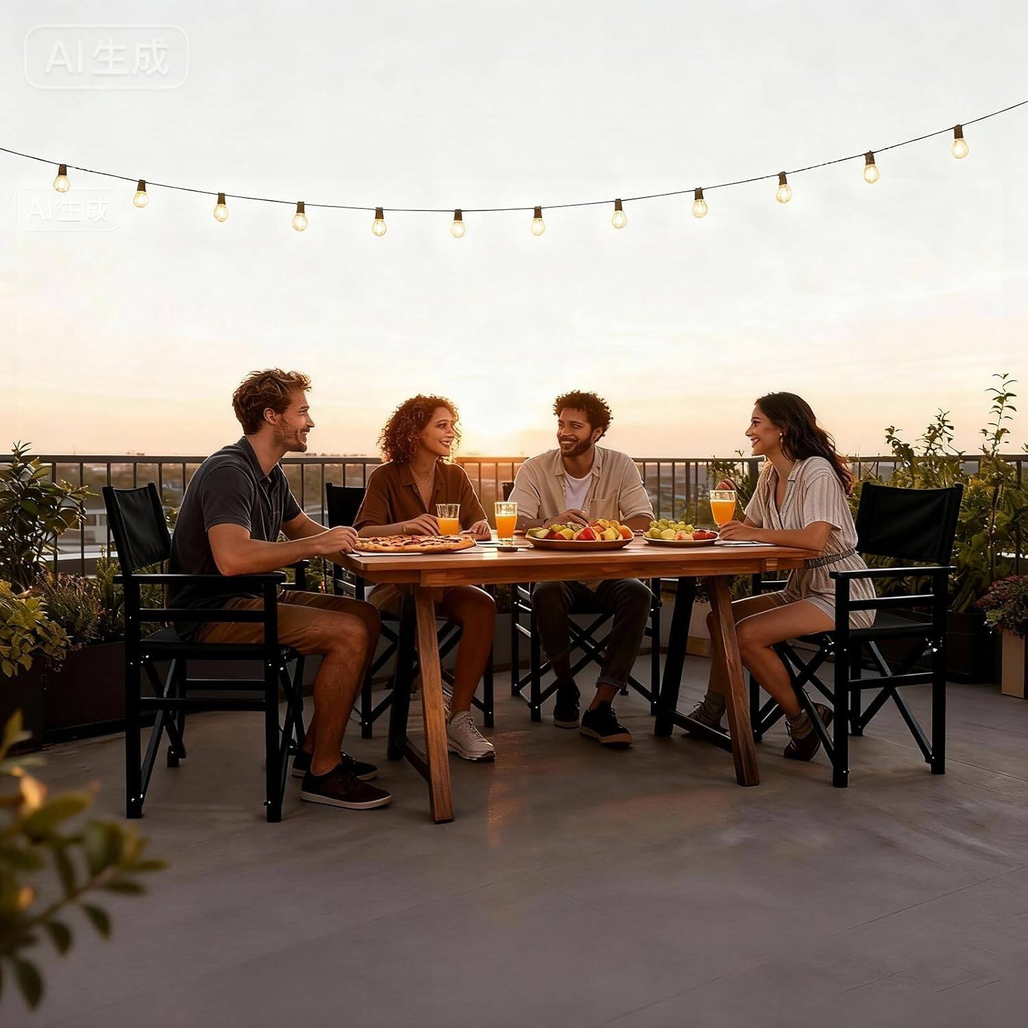 Alt View 7. Winado - 2 PCS Widen Folding Director Chair with Sturdy Wooden Frame & Beige Canvas, Portable, Durable for Outdoor Patio Camping - Black.