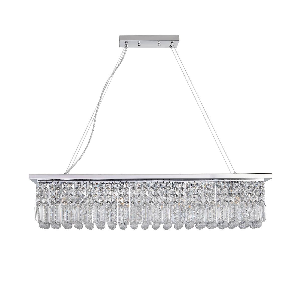 Alt View 6. Loheer - Loheer Eight Light Crystal Chandelier Chrome Rectangle Pendant for Dining Room or Kitchen Island.