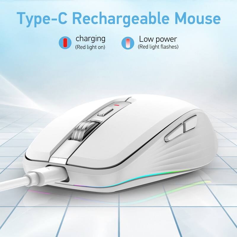 Type-C Rechargeable Mouse

- charging (Red light on)
- Low power (Red light flashes)