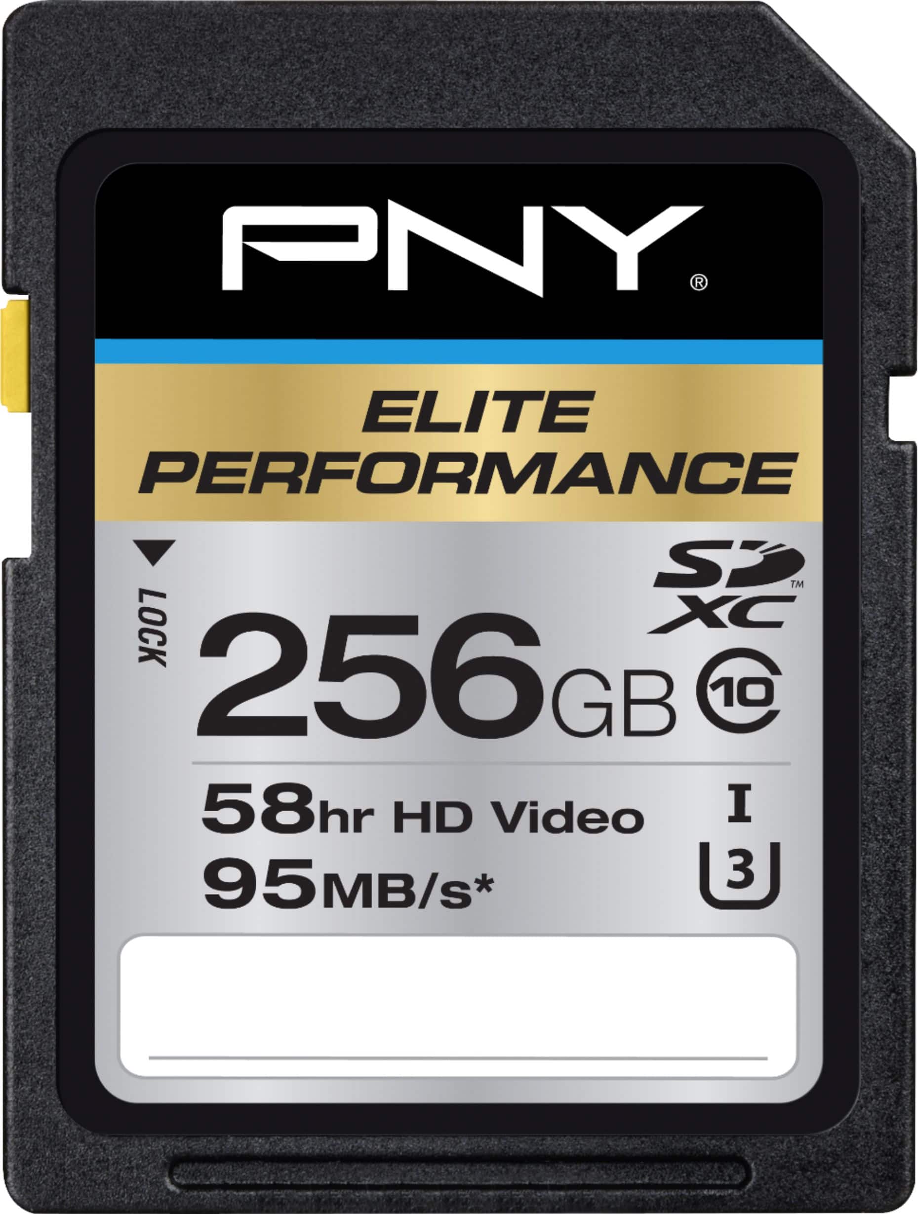 Front. PNY - 256GB Elite Performance Class 10 U3 SDXC Flash Memory Card.